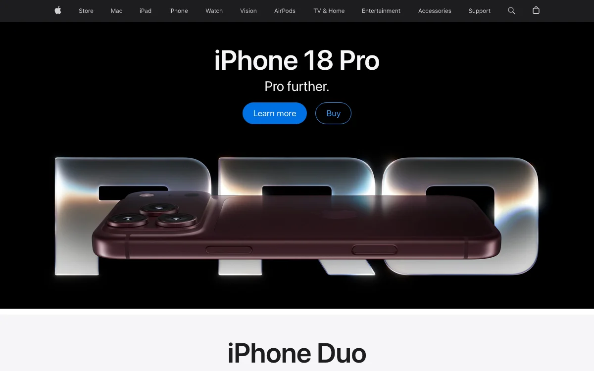 Apple official website, shown as an external design reference