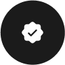 a white rocket in a black circle