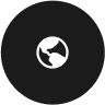 a white rocket in a black circle